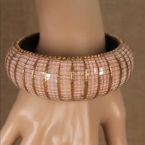 Vintage Boho India Mirror Glass Chip Mosaic Bangle